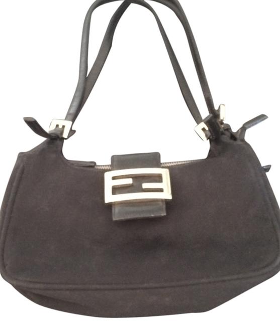 Fendi Baguette Black Silver Black Neoprene Shoulder Bag 