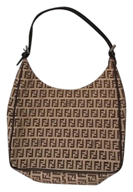Fendi Baguette Brown &amp; Tan Canvas Shoulder Bag 