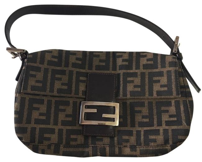 Fendi Baguette Brown Canvas Shoulder Bag 