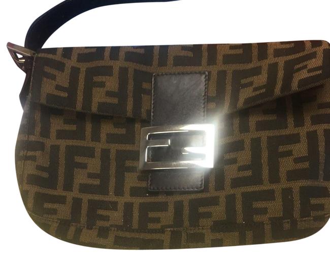 Fendi Baguette Brown Zucca Monogram Canvas Shoulder Bag 