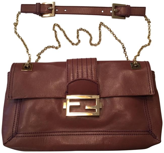 Fendi Baguette Chain Malva Purple Pink Leather Shoulder Bag 