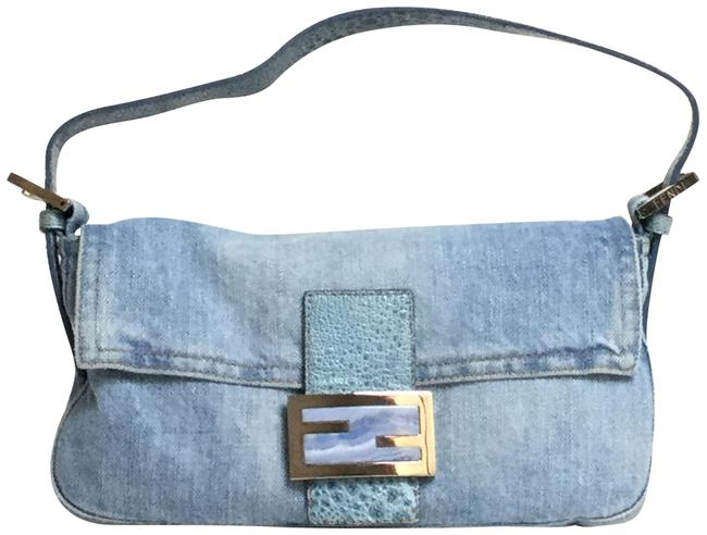 Fendi Baguette Denim Blue Shoulder Bag 