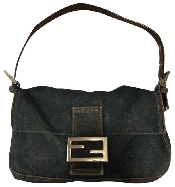 Fendi Baguette Denim Shoulder Bag 