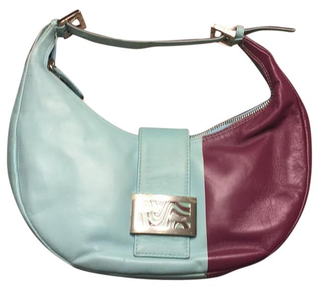 Fendi Baguette Moon Shape Blue Purple Leather Shoulder Bag 