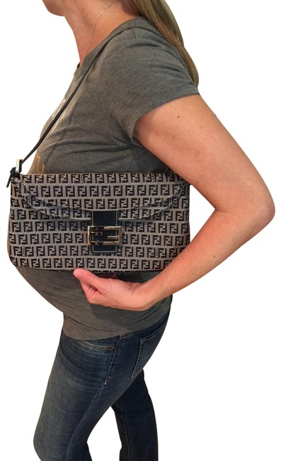 Fendi Baguette Navy Monogram Shoulder Bag 