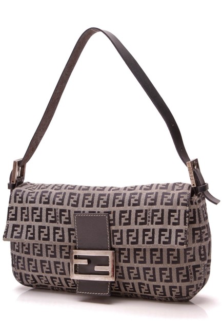 Fendi Baguette Navy Zucchino Blue Canvas Shoulder Bag 