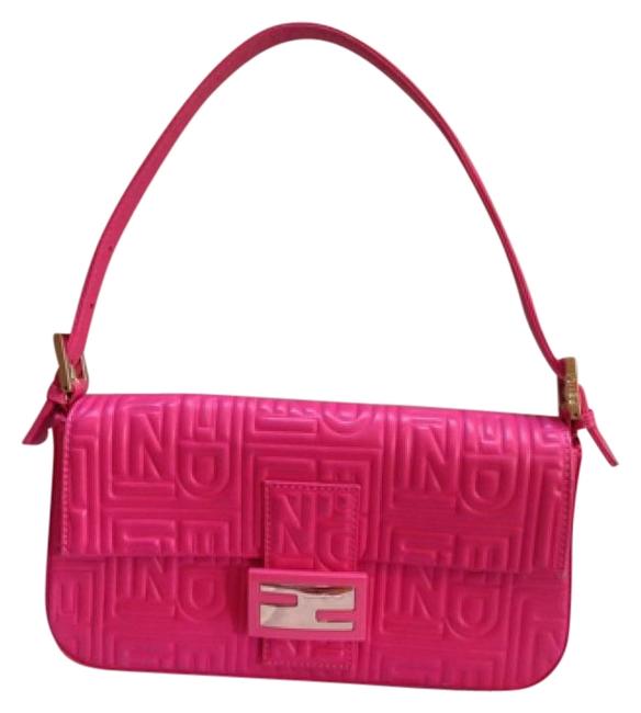 Fendi Baguette Pink Leather Shoulder Bag 