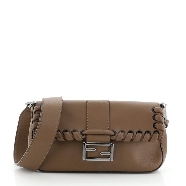 Fendi Baguette Whipstitch Leather Shoulder Bag 