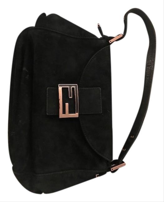 Fendi Baguette with Dust Black Suede Shoulder Bag 