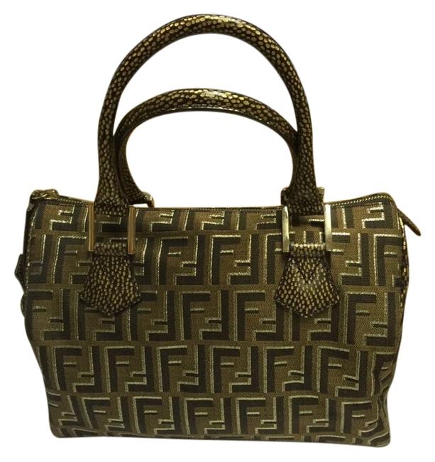 Fendi Baulotto Chef M Zucca Gold Yellow Black Canvas Shoulder Bag 