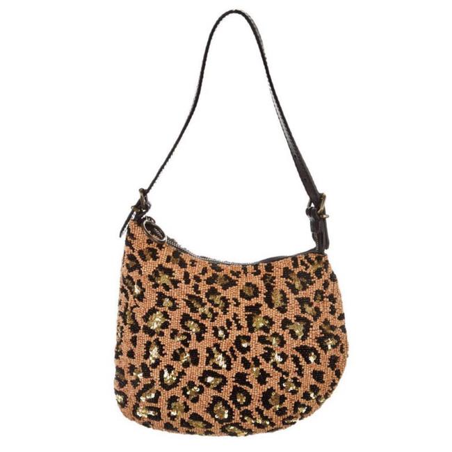 Fendi Beaded Oyester Limited Edition Orange Leather and Canvas Shoulder Bag 