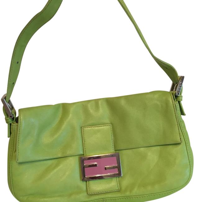 Fendi Beguette Green Leather Shoulder Bag 