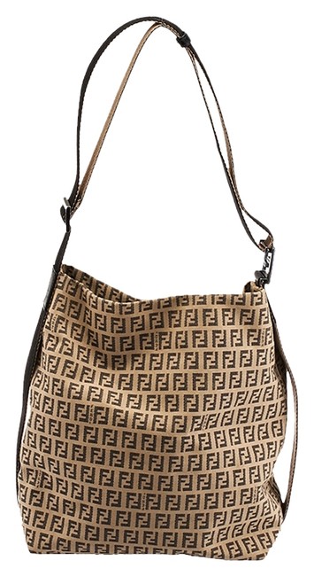Fendi Beige Canvas Shoulder Bag 