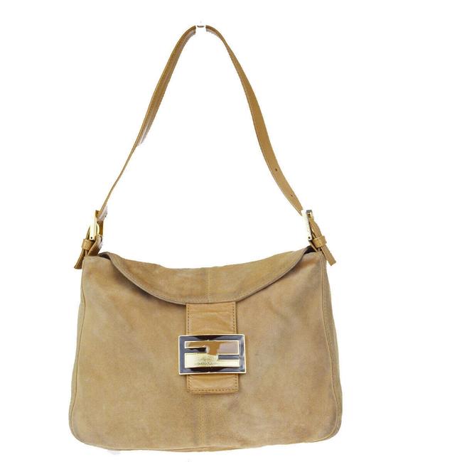 Fendi Beige Suede Leather Shoulder Bag 