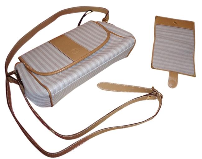 Fendi Beige with Tan Leather Shoulder Bag 