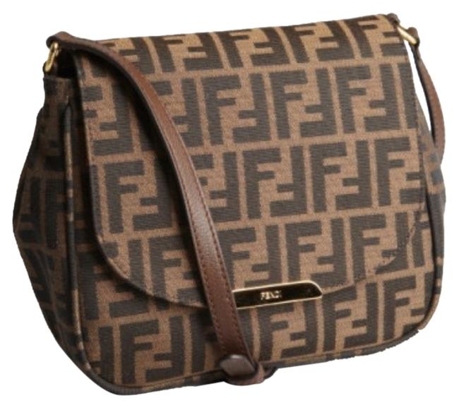 Fendi Big Mama Large Flap Brown Zucca Print Canvas Shoulder Bag 