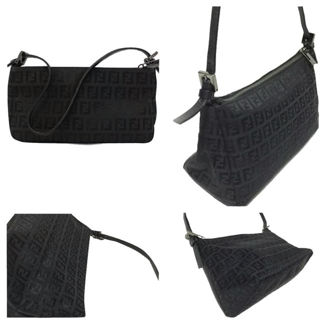 Fendi Black Canvas &amp; Leather Shoulder Bag 