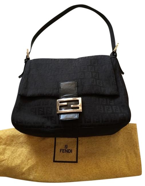 Fendi Black Fabric and Leather Shoulder Bag 