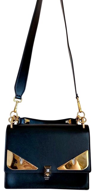 Fendi Black Lambskin Leather Shoulder Bag 
