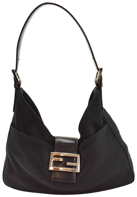 Fendi Black Leather &amp; "Ff" Logo Tote  Tt Shoulder Bag 