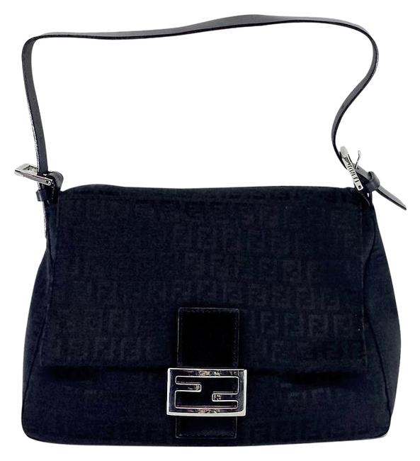 Fendi Black Monogram Canvas Shoulder Bag 