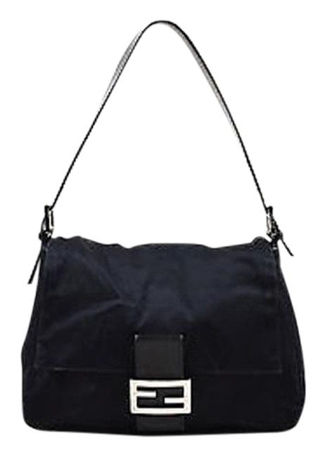 Fendi Black Nylon Leather Trim Shoulder Bag 
