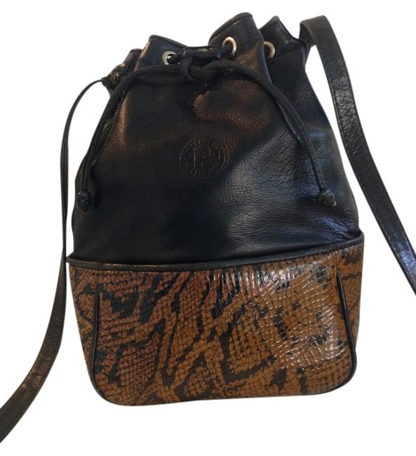 Fendi Black with Camel Leather Shoulder Bag 