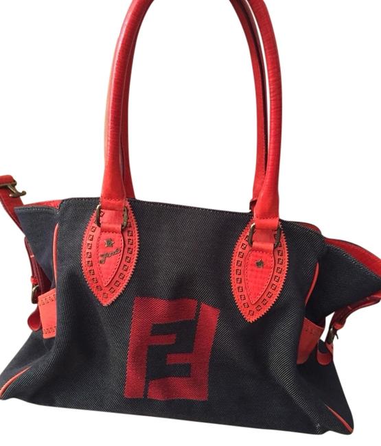 Fendi Blue Canvas Shoulder Bag 