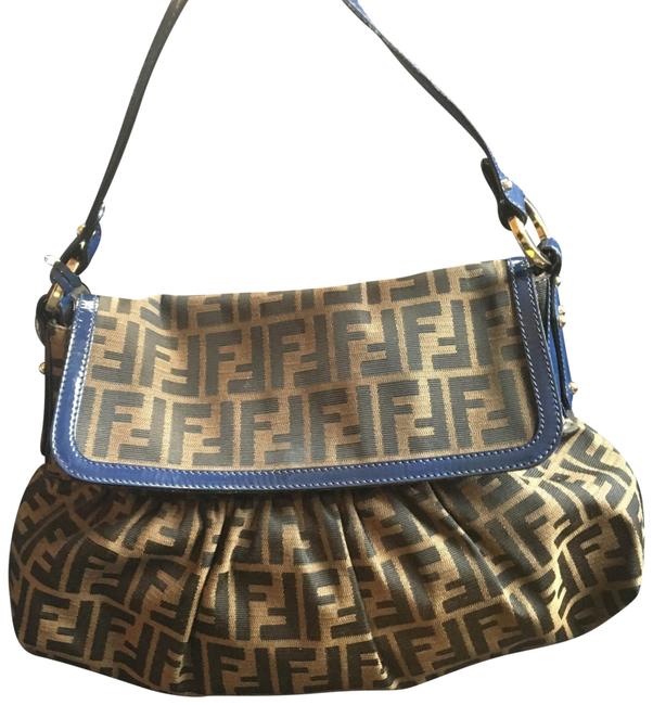 Fendi Borsa Chef Grande Zucca Blue Shoulder Bag 