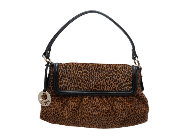 Fendi Borsa Chef Ponyhair Brown &amp; Black Leather Shoulder Bag 