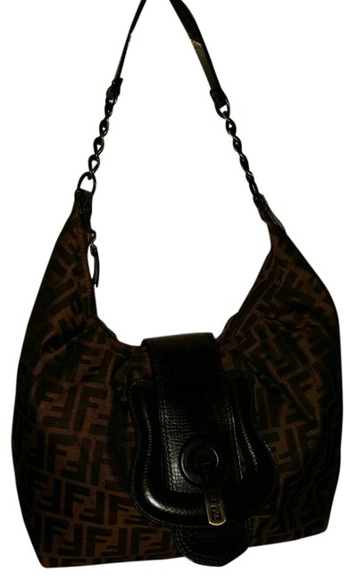 Fendi Hobo Borsa Zucca Tabacco Brown Monogram Canvas Shoulder Bag 