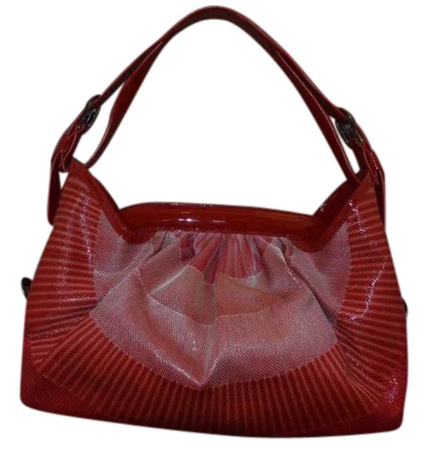 Fendi Borsa Red Patent Leather &amp; Embroidered Shoulder Bag 