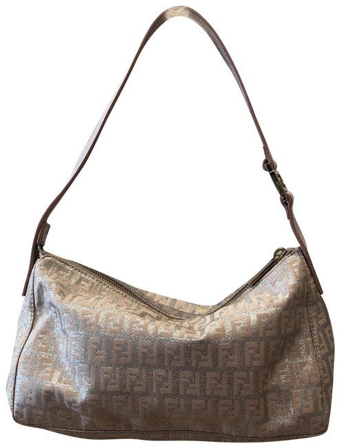 Fendi Borsa Tube Metallic Silver Canvas Shoulder Bag 