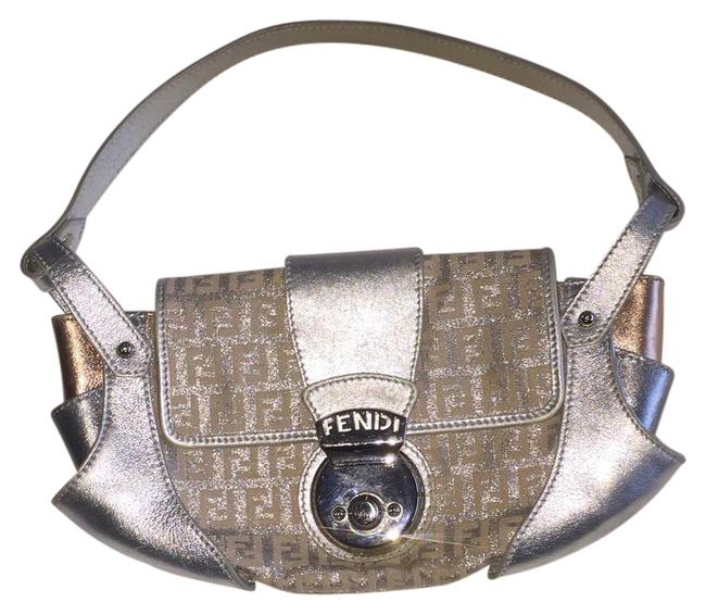 Fendi Borsa Tuc Pink Silver and Rose Gold Canvas Leather Shoulder Bag 