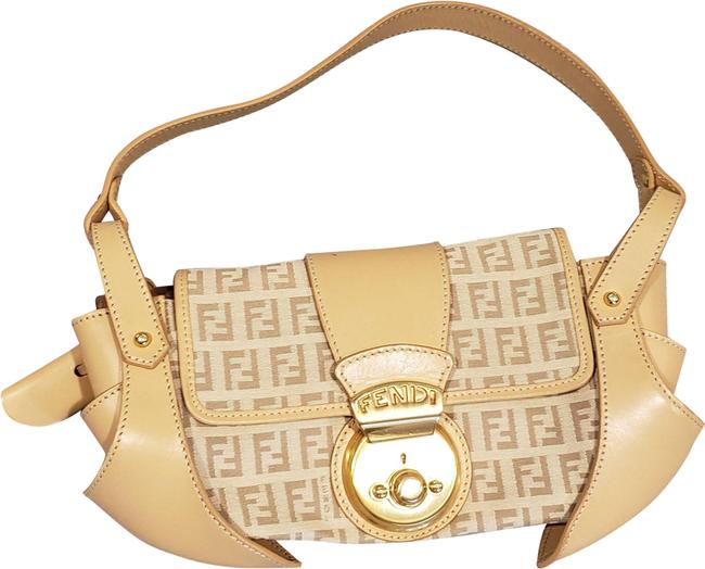 Fendi Borsa Tuc Zucchino Canvas Hand Tan Shoulder Bag 
