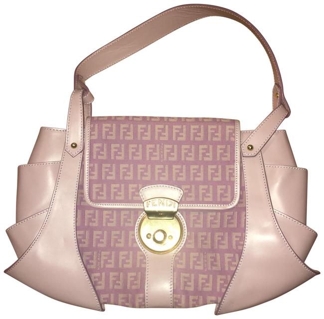 Fendi Borsa Tuc Zucchino Lilac Purple Canvas &amp; Leather Shoulder Bag 