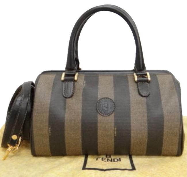 Fendi Boston Pequin Leather Free Shipping Italy Shoulder Bag 