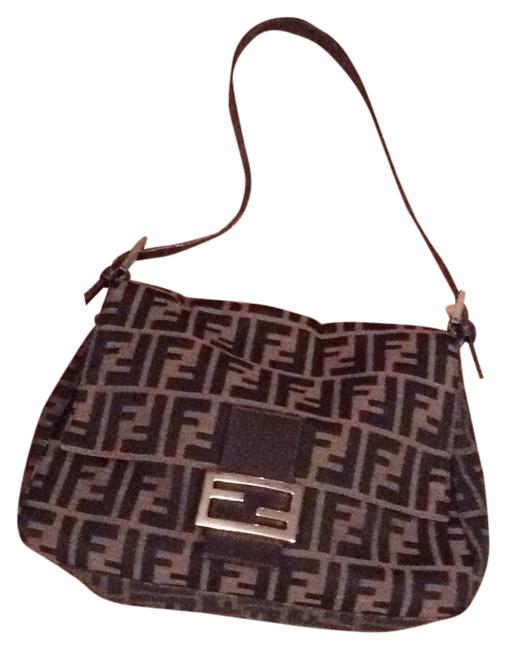 Fendi Brown and Black Canvas Shoulder Bag 