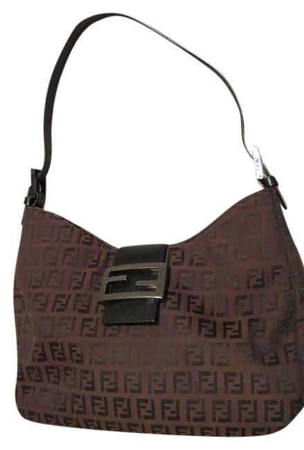 Fendi Flap Brown and Black with Logo Shoulder Bag 