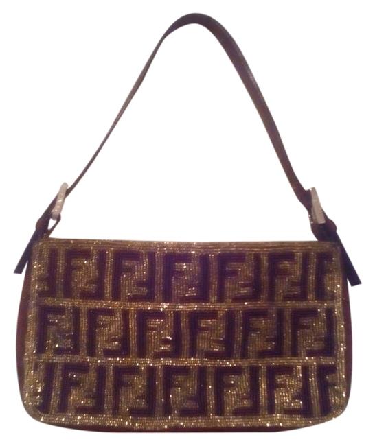 Fendi Brown Beaded Shoulder Bag 