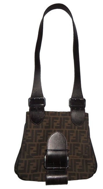 Fendi Brown Canvas and Leather Shoulder Bag 