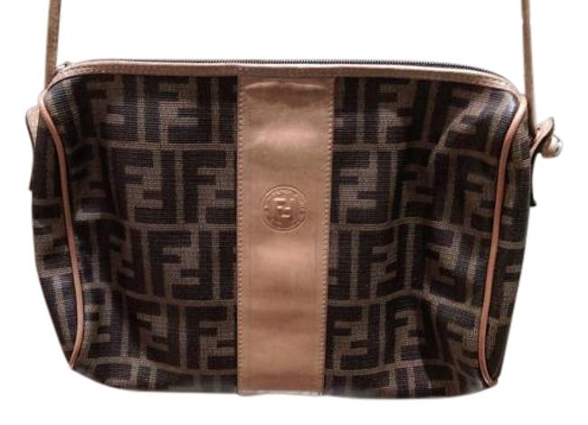 Fendi Brown Coated Signature Fabric Shoulder Bag 