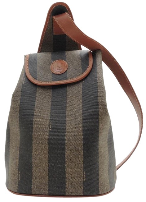 Fendi Backpack Brown Leather Tote Men Shoulder Bag 