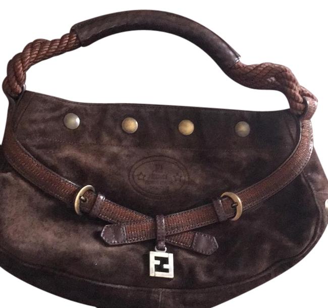Fendi Brown Suede Leather Shoulder Bag 