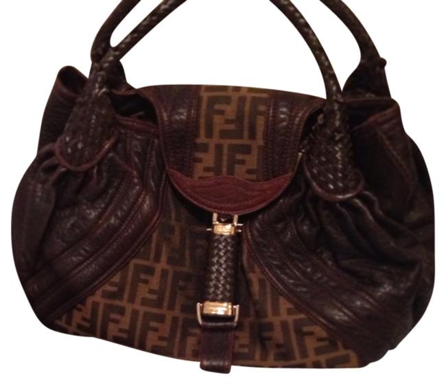 Fendi Brown Zucca Italian Leather Shoulder Bag 