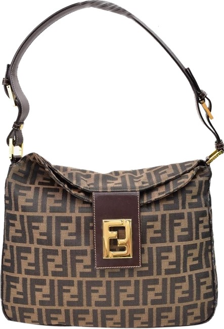 Fendi Browns Canvas Zucca Shoulder Bag 