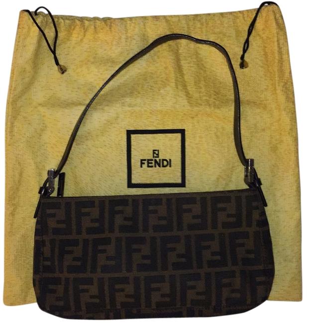 Fendi Brown Tan Cloth Shoulder Bag 