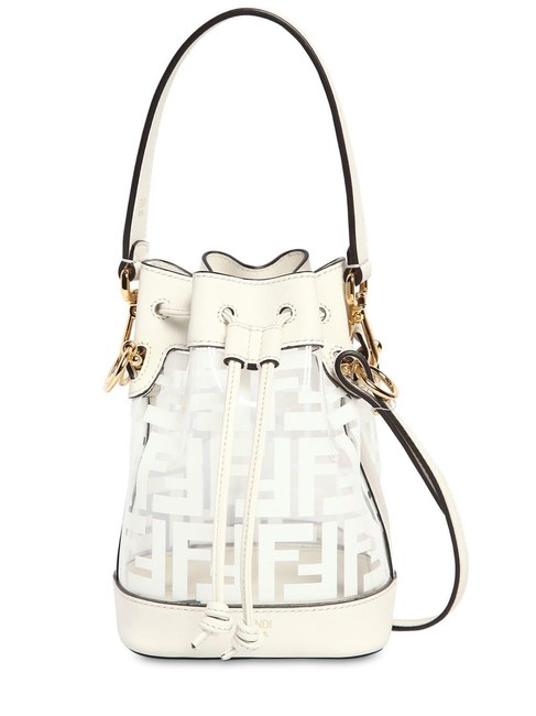 Fendi Bucket Ff Logo Mon Tresor Mini White Clear Shoulder Bag 