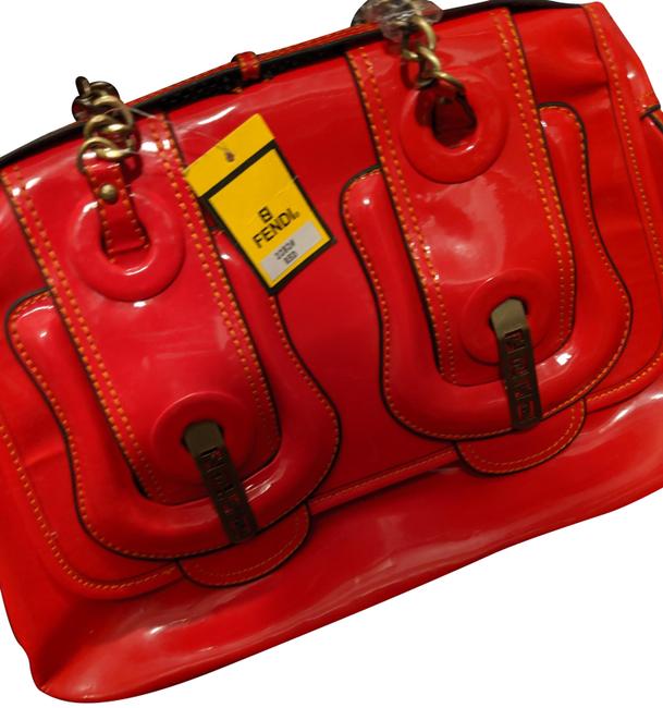 Fendi Bucket Red Patent Leather Shoulder Bag 