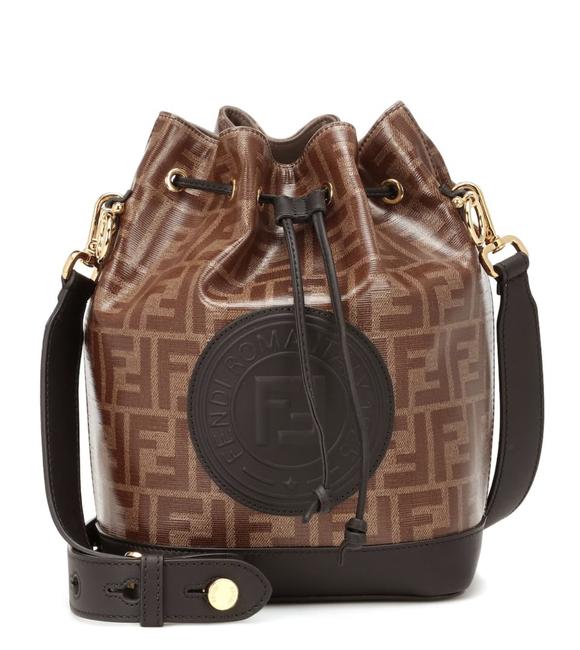 Fendi Bucket Tresor Brown Calfskin Leather Shoulder Bag 
